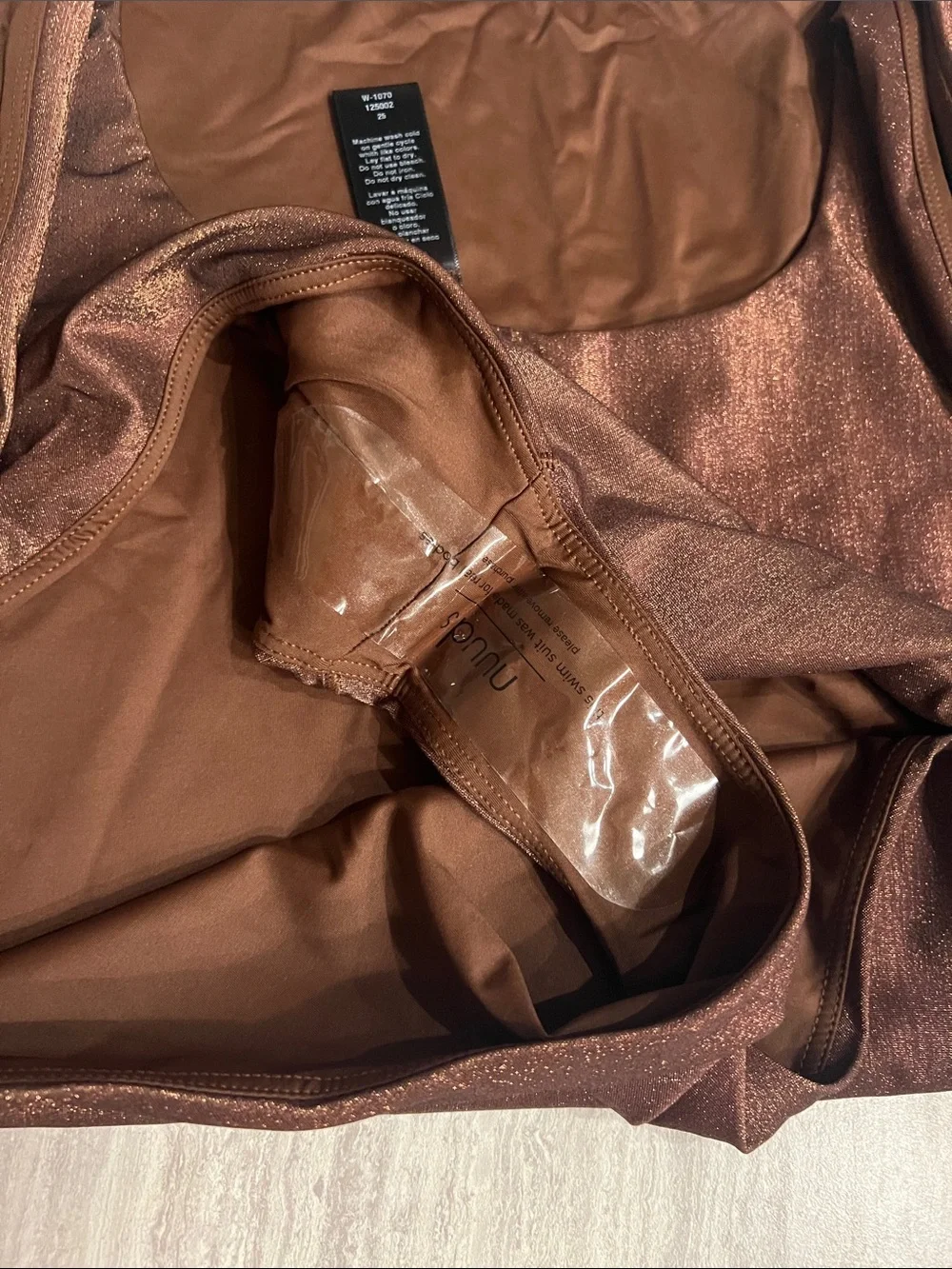 Brand New Nuuds Metallic Brown One-Piece Swimsuit